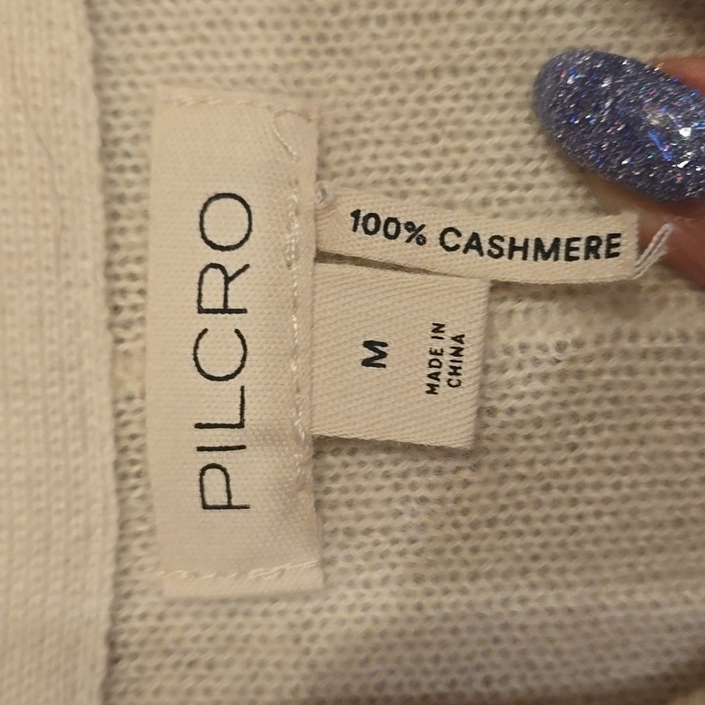 Anthropologie PILCRO Unique Cream/Olive Cashmere Cardigan Sweater - Picture 3 of 9